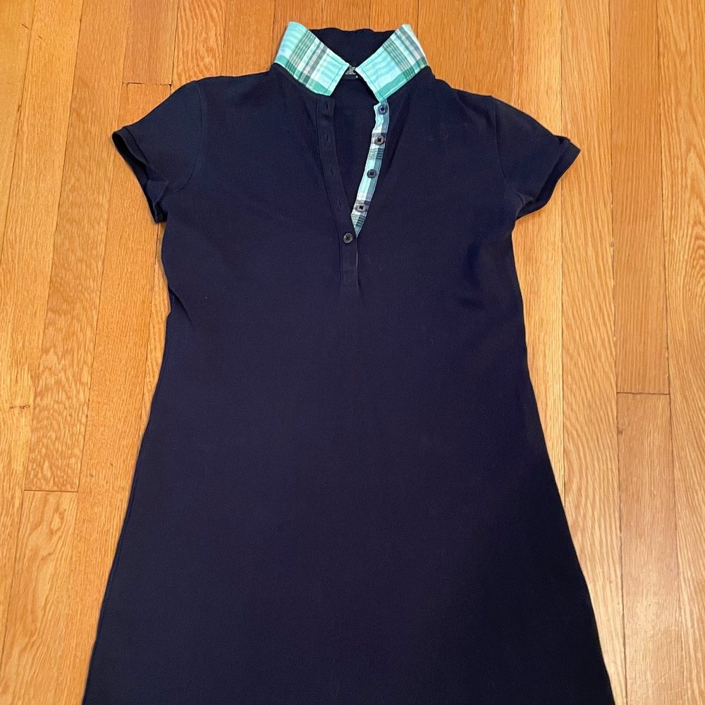 EUC Lands' End Navy SS Polo Dress, Madress Collar, W XXS/P, 0